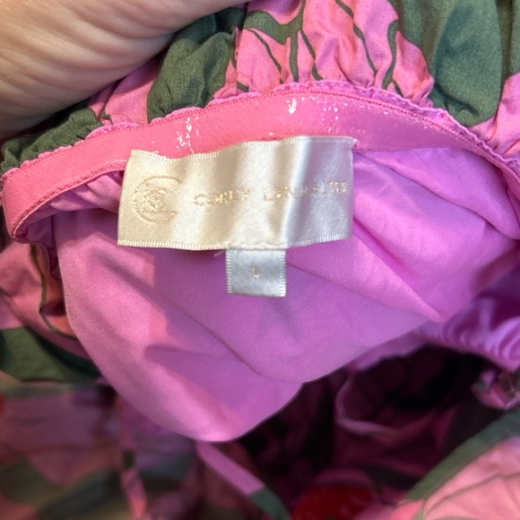 Anthropologie Corey Lynn Calter Pink Floral Tiered Midi Dress Tie Shoulder Large - Picture 7 of 7